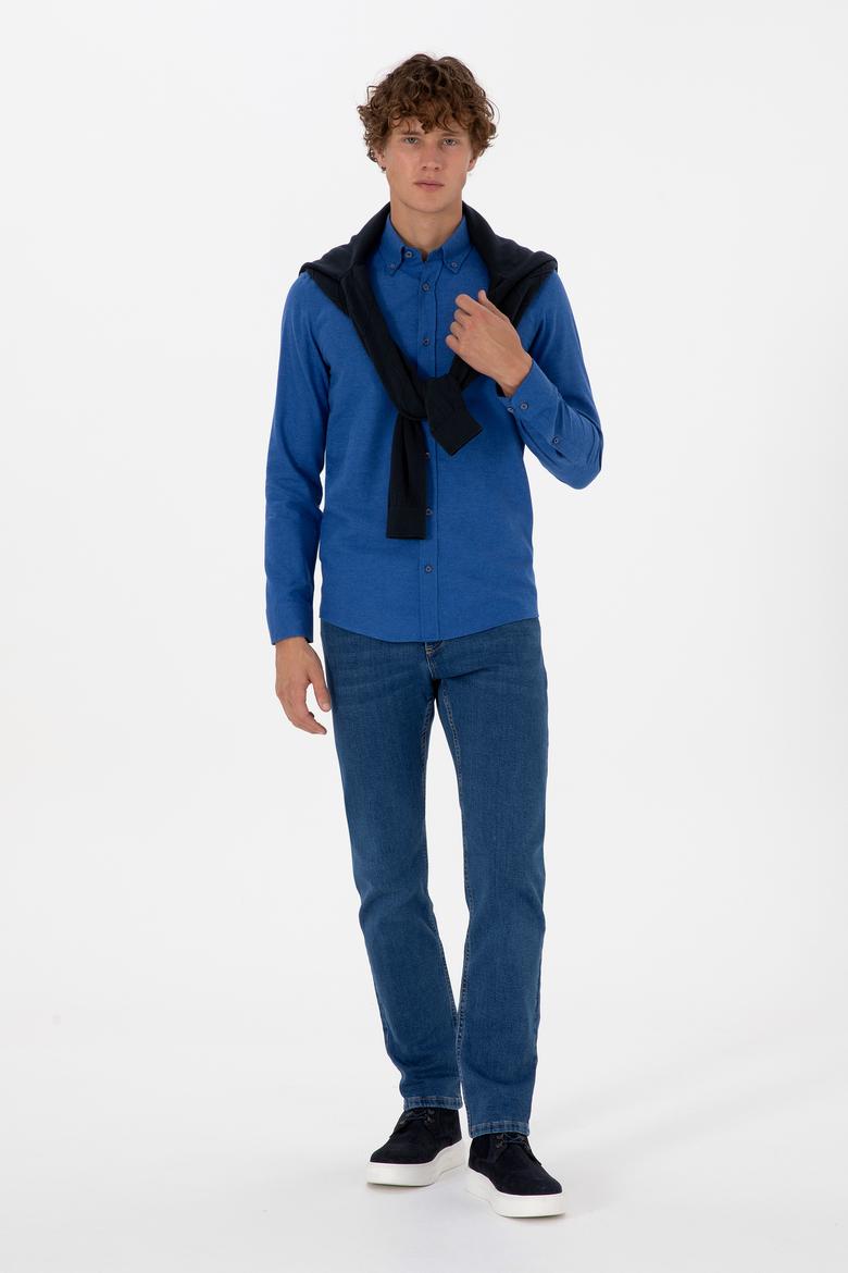 Erkek Mavi Uzun Kollu Basic Gömlek - 50316721080