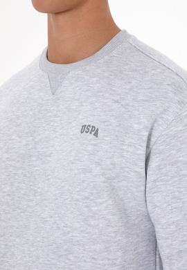 Erkek Comfort Fit Bisiklet Yaka Şardonlu Açık Gri Basic Sweatshirt - 50313757288