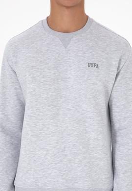 Erkek Comfort Fit Bisiklet Yaka Şardonlu Açık Gri Basic Sweatshirt - 50313757288