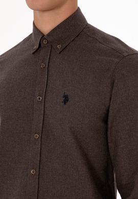 Erkek Kahverengi Uzun Kollu Basic Gömlek - 50316721034