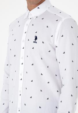 Erkek Beyaz Uzun Kollu Desenli Gömlek - 50316561005