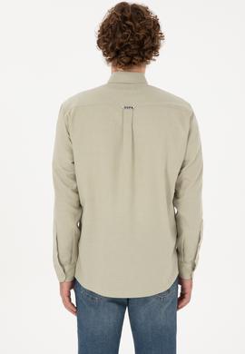 Erkek Açık Haki Uzun Kollu Cepli Gömlek - 50316653014