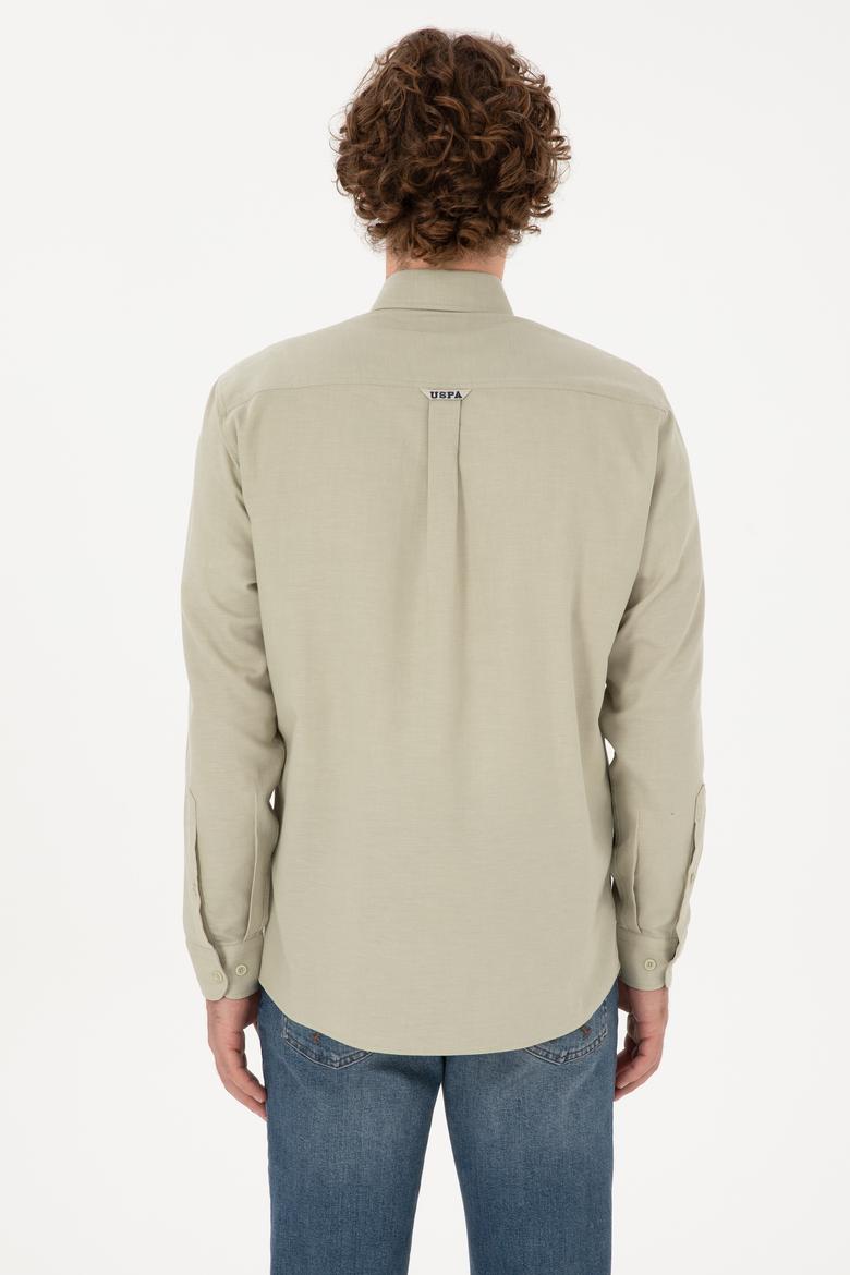Erkek Açık Haki Uzun Kollu Cepli Gömlek - 50316653014