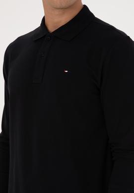 Erkek Regular Fit Polo Yaka Siyah Basic Sweatshirt - 50315941026