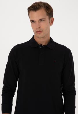 Erkek Regular Fit Polo Yaka Siyah Basic Sweatshirt - 50315941026