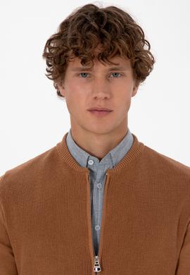 Erkek Camel Basic Triko Hırka - 50313721037