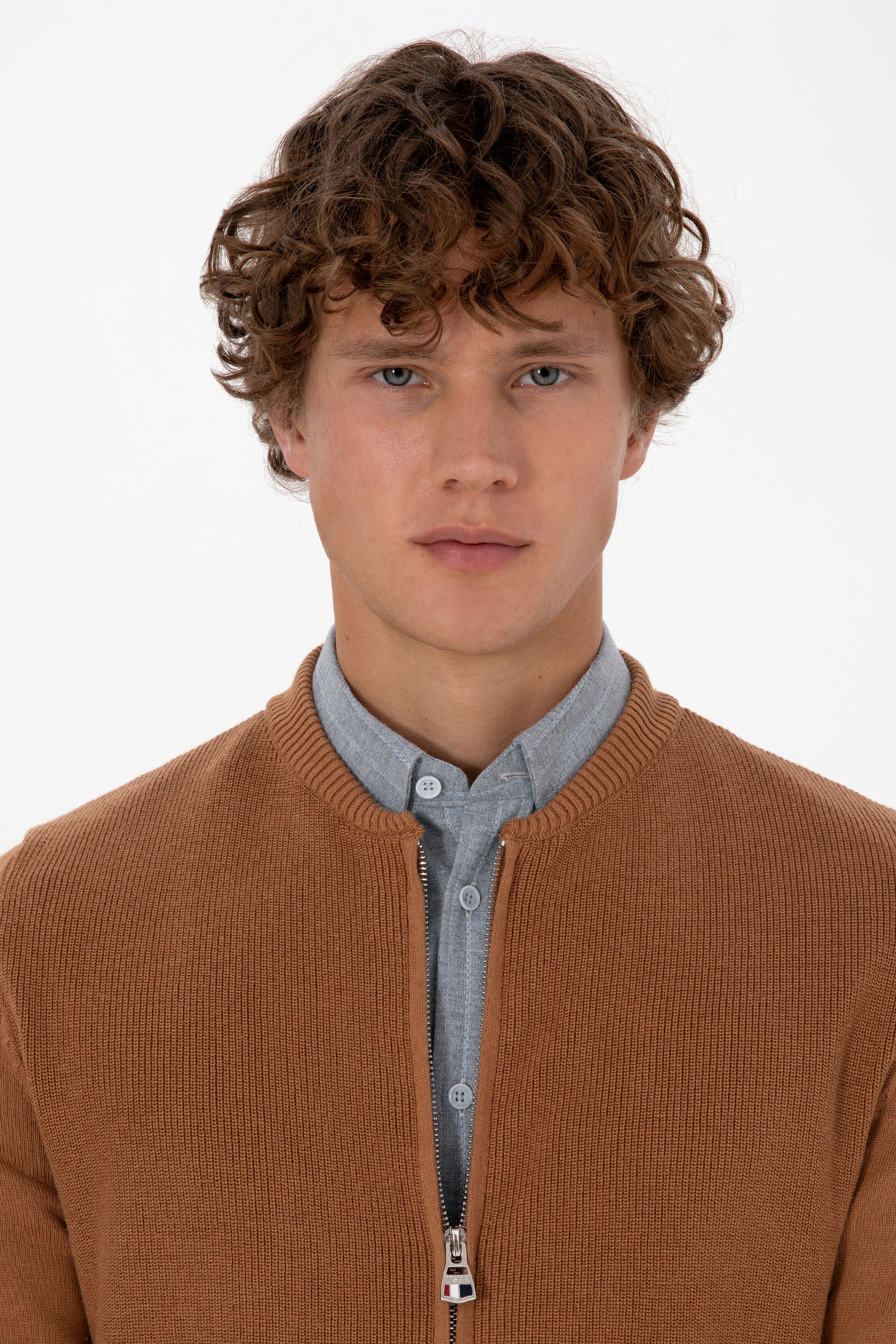 Erkek Camel Basic Triko Hırka - Image 2