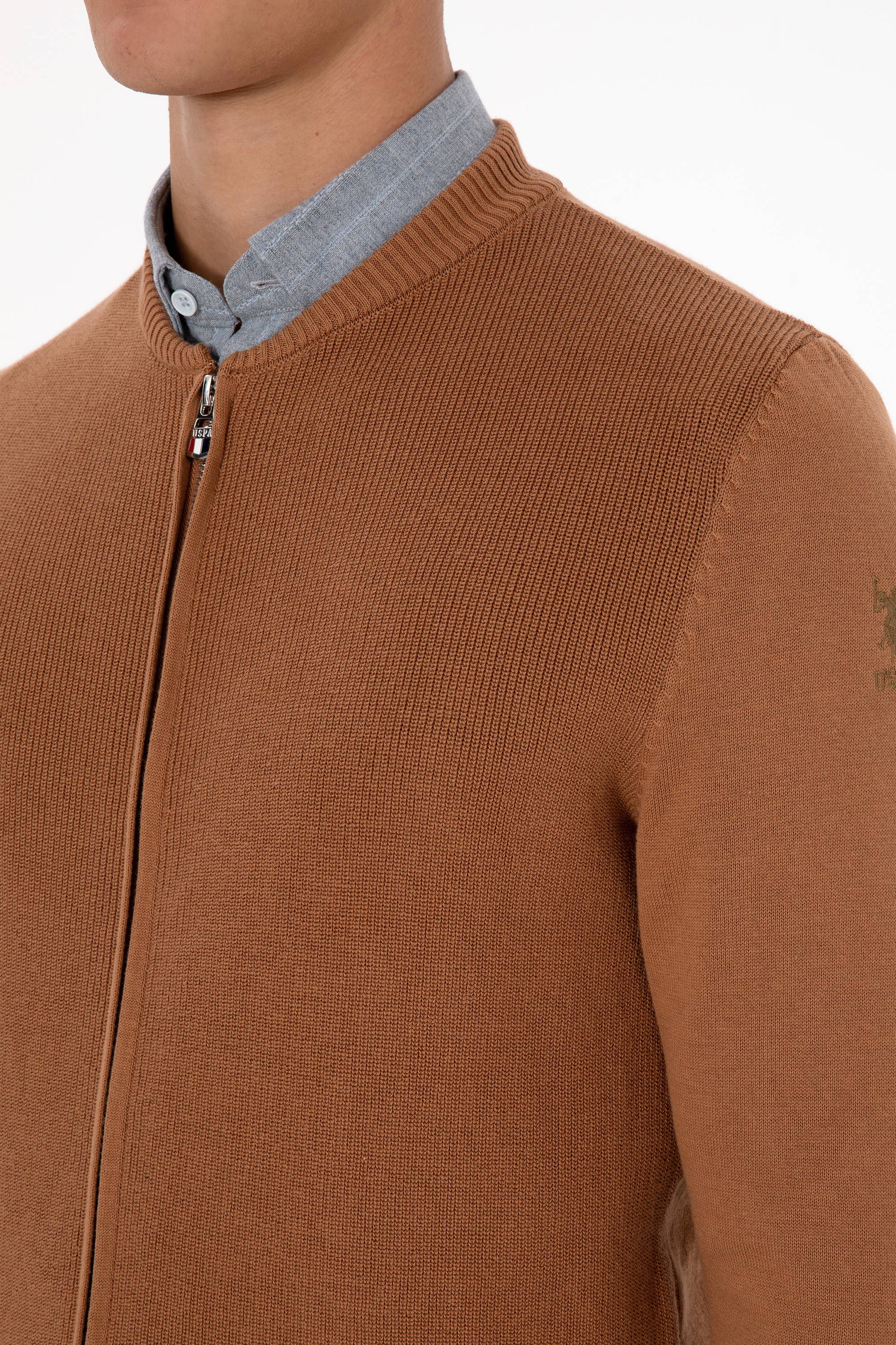 Erkek Camel Basic Triko Hırka - Image 7