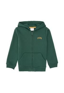 Erkek Çocuk Koyu Yeşil Örme Fermuarlı Kapüşonlu Hırka - 50313852132