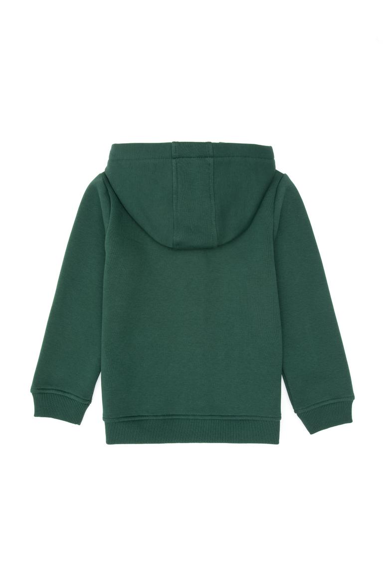 Erkek Çocuk Koyu Yeşil Örme Fermuarlı Kapüşonlu Hırka - 50313852132