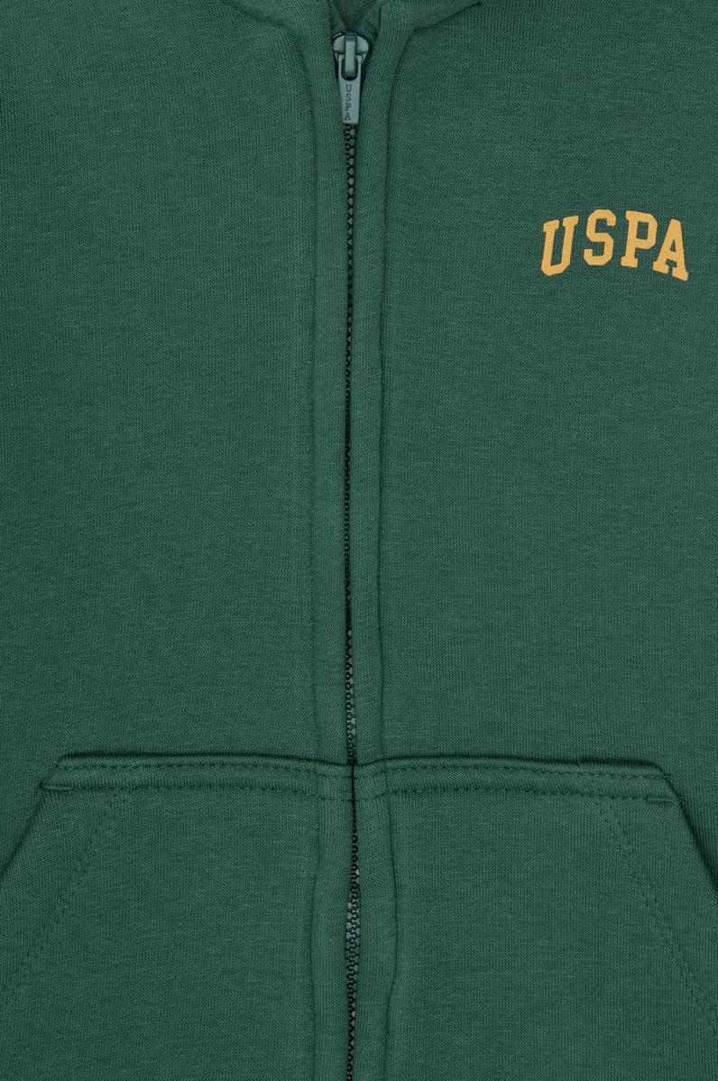 Erkek Çocuk Koyu Yeşil Örme Fermuarlı Kapüşonlu Hırka