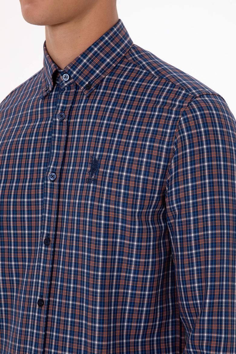 Erkek Bakır Ekoseli Uzun Kollu Lacivert Gömlek - 50316631001