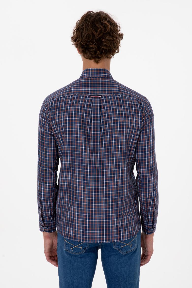Erkek Bakır Ekoseli Uzun Kollu Lacivert Gömlek - 50316631001