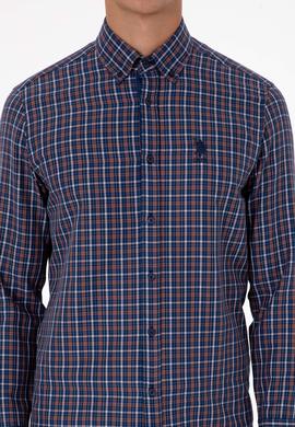 Erkek Bakır Ekoseli Uzun Kollu Lacivert Gömlek - 50316631001
