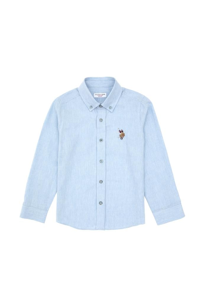 Erkek Çocuk Açık Mavi Uzun Kollu Basic Gömlek