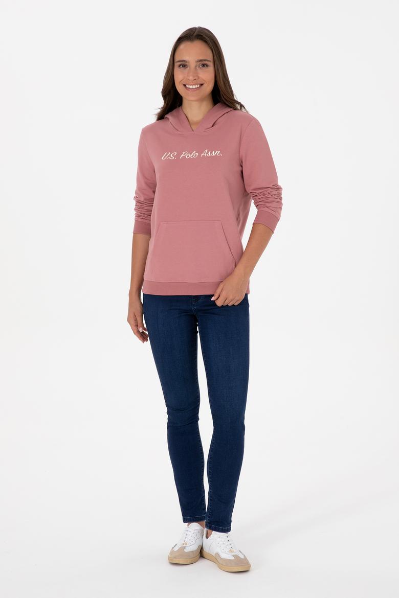 Kadın Gül Kurusu Kapüşonlu Sweatshırt - 50313559029