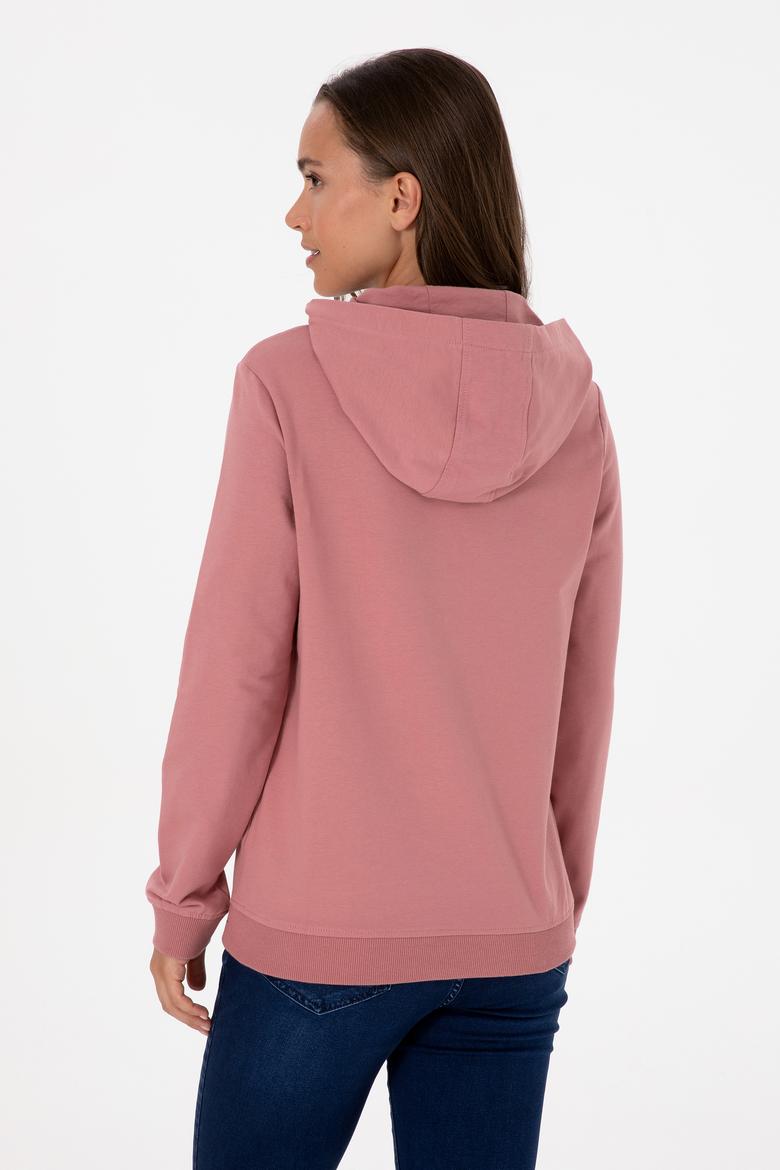 Kadın Gül Kurusu Kapüşonlu Sweatshırt - 50313559029