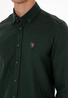Erkek Koyu Yeşil Uzun Kollu Basic Gömlek - 50307686086
