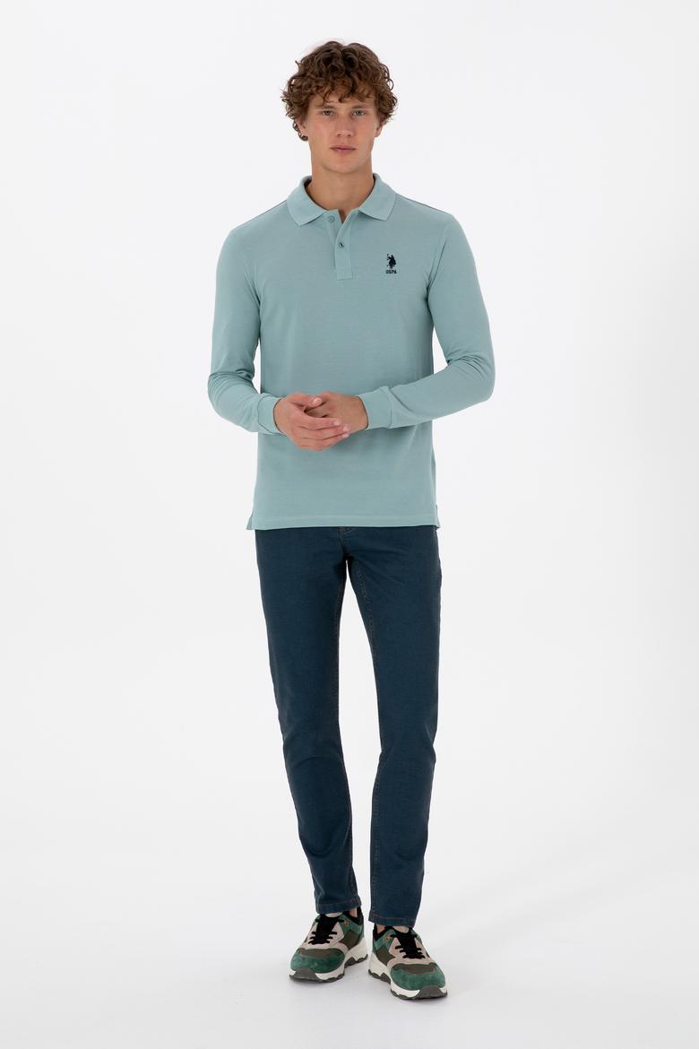 Erkek Regular Fit Polo Yaka Mint Basic Sweatshirt - 50307757237