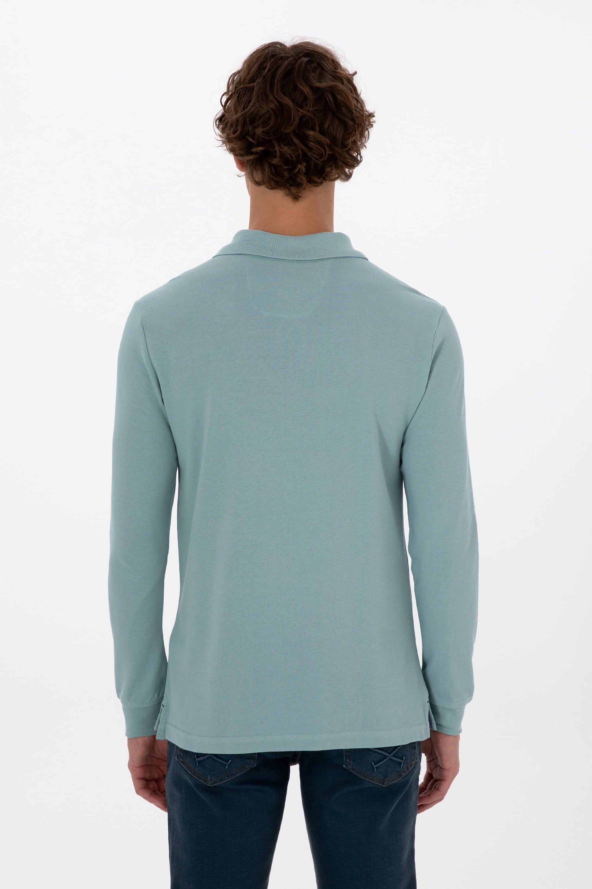Erkek Regular Fit Polo Yaka Mint Basic Sweatshirt - Image 5
