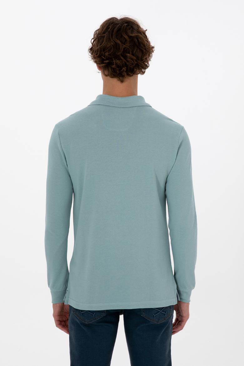 Erkek Regular Fit Polo Yaka Mint Basic Sweatshirt - 50307757237