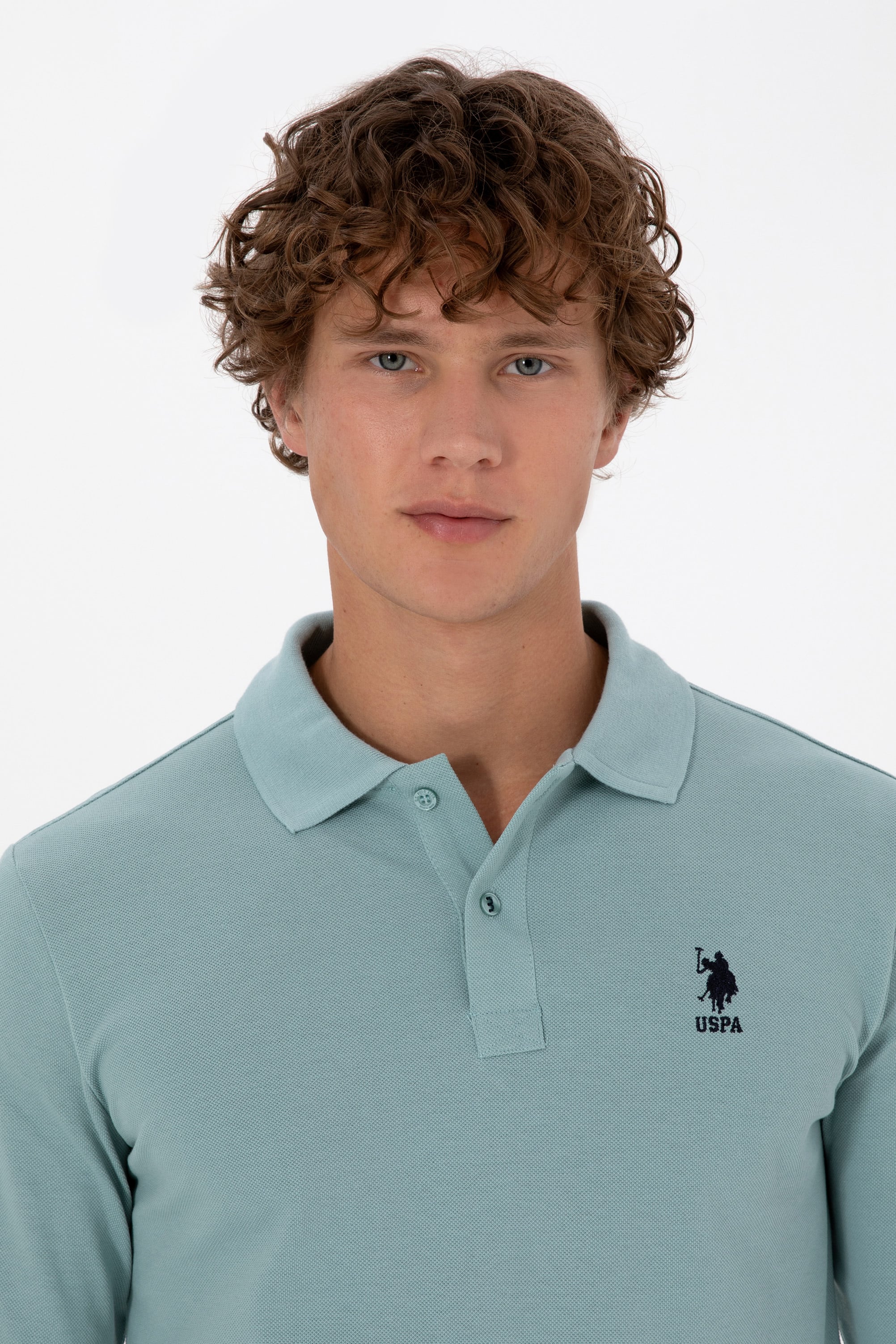 Erkek Regular Fit Polo Yaka Mint Basic Sweatshirt - Image 2