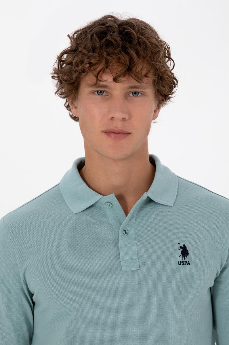 Erkek Regular Fit Polo Yaka Mint Basic Sweatshirt