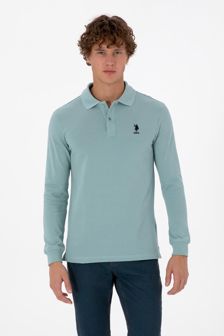 Erkek Regular Fit Polo Yaka Mint Basic Sweatshirt