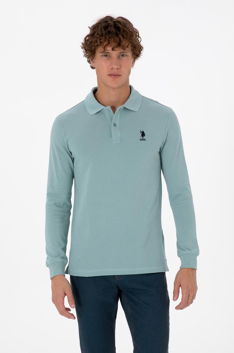 Erkek Regular Fit Polo Yaka Mint Basic Sweatshirt