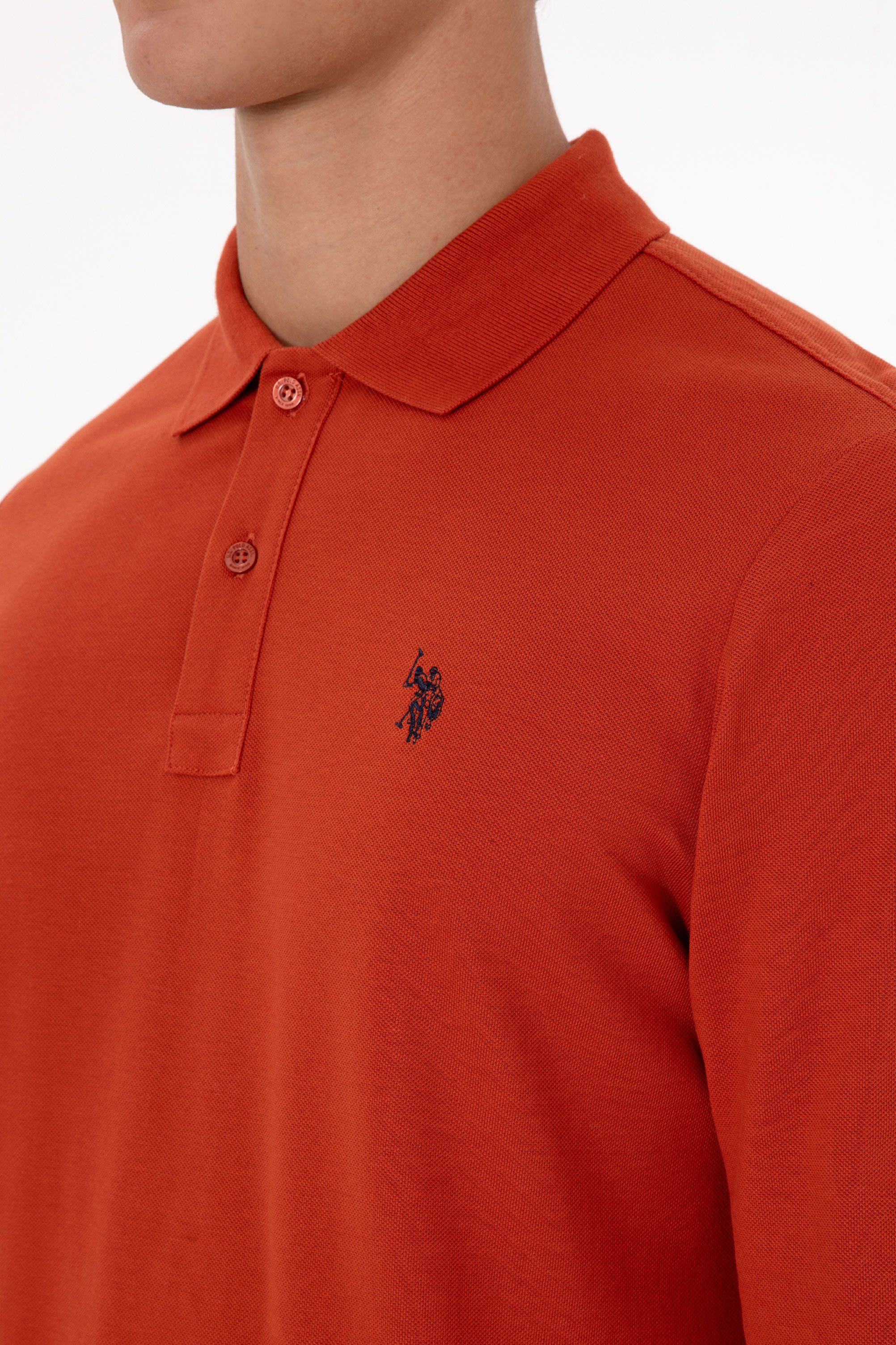 Erkek Regular Fit Polo Yaka Kiremit Basic Sweatshirt - Image 7