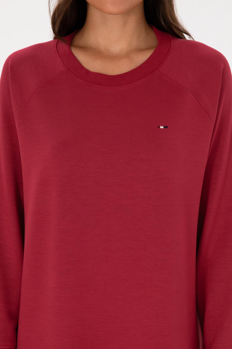 Kadın Koyu Frambuaz Modal Karışımlı Mini Boy Bisiklet Yaka Örme Elbise - 50313438021