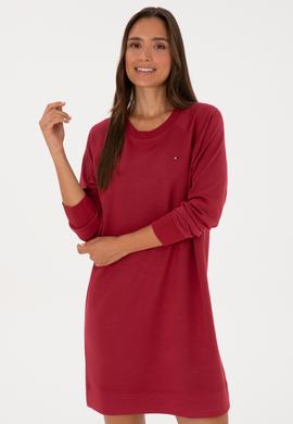 Kadın Koyu Frambuaz Modal Karışımlı Mini Boy Bisiklet Yaka Örme Elbise - 50313438021