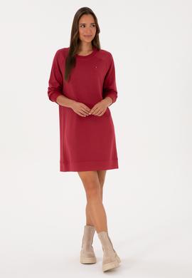 Kadın Koyu Frambuaz Modal Karışımlı Mini Boy Bisiklet Yaka Örme Elbise - 50313438021