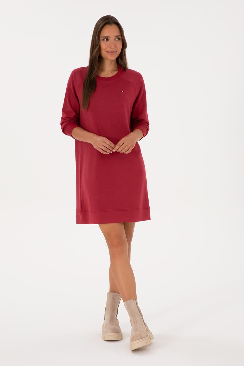 Kadın Koyu Frambuaz Modal Karışımlı Mini Boy Bisiklet Yaka Örme Elbise