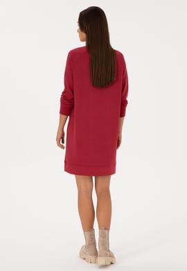 Kadın Koyu Frambuaz Modal Karışımlı Mini Boy Bisiklet Yaka Örme Elbise - 50313438021