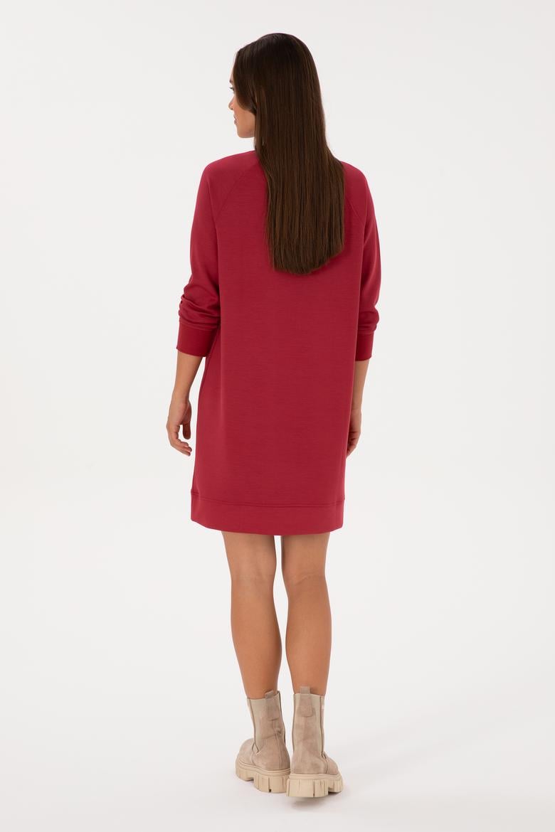 Kadın Koyu Frambuaz Modal Karışımlı Mini Boy Bisiklet Yaka Örme Elbise - 50313438021