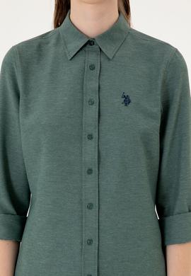 Kadın Koyu Yeşil Uzun Kollu Basic Gömlek - 50316711075