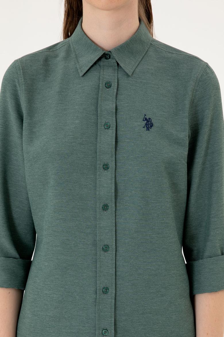 Kadın Koyu Yeşil Uzun Kollu Basic Gömlek - 50316711075