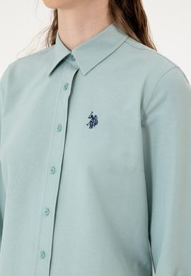 Kadın Mint Uzun Kollu Basic Gömlek - 50316711094