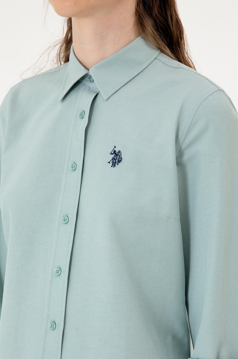 Kadın Mint Uzun Kollu Basic Gömlek