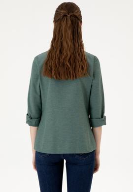 Kadın Koyu Yeşil Uzun Kollu Basic Gömlek - 50316711075