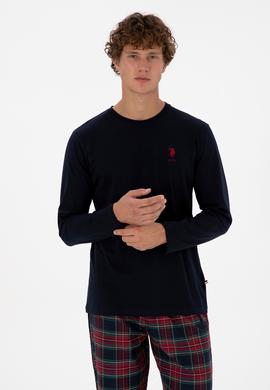 Erkek Kırmızı Ekoseli Lacivert Pijama Takımı - 50318615007