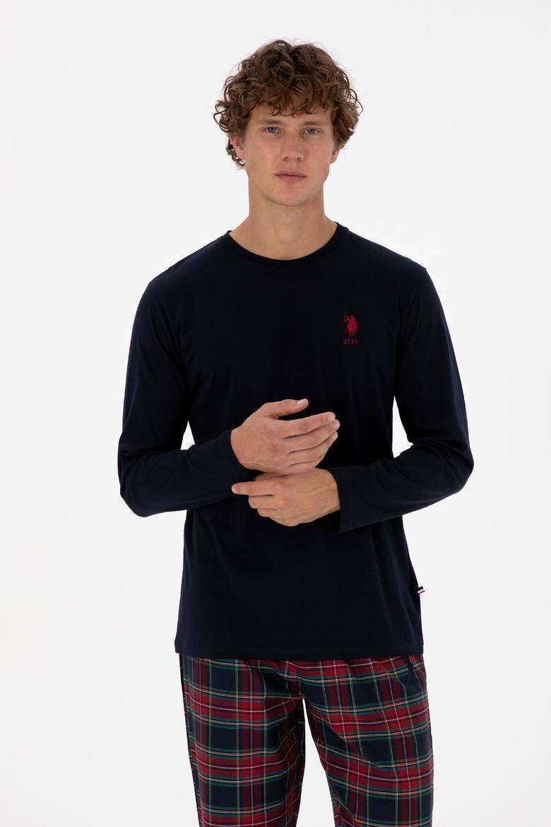 Erkek Kırmızı Ekoseli Lacivert Pijama Takımı - 50318615007