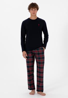 Erkek Kırmızı Ekoseli Lacivert Pijama Takımı - 50318615007