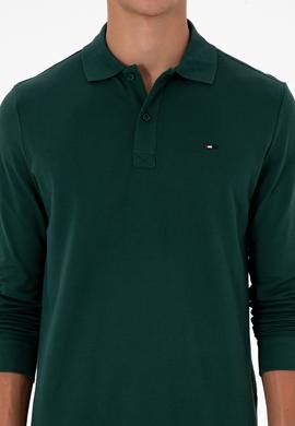 Erkek Regular Fit Polo Yaka Koyu Yeşil Basic Sweatshirt - 50315941037