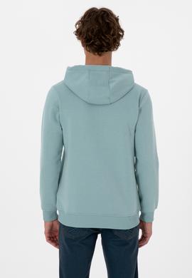 Erkek Regular Fit Kapüşonlu Şardonlu Mint Basic Sweatshirt - 50315582173