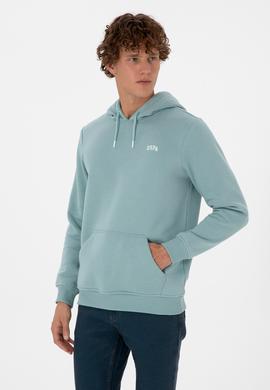 Erkek Regular Fit Kapüşonlu Şardonlu Mint Basic Sweatshirt - 50315582173