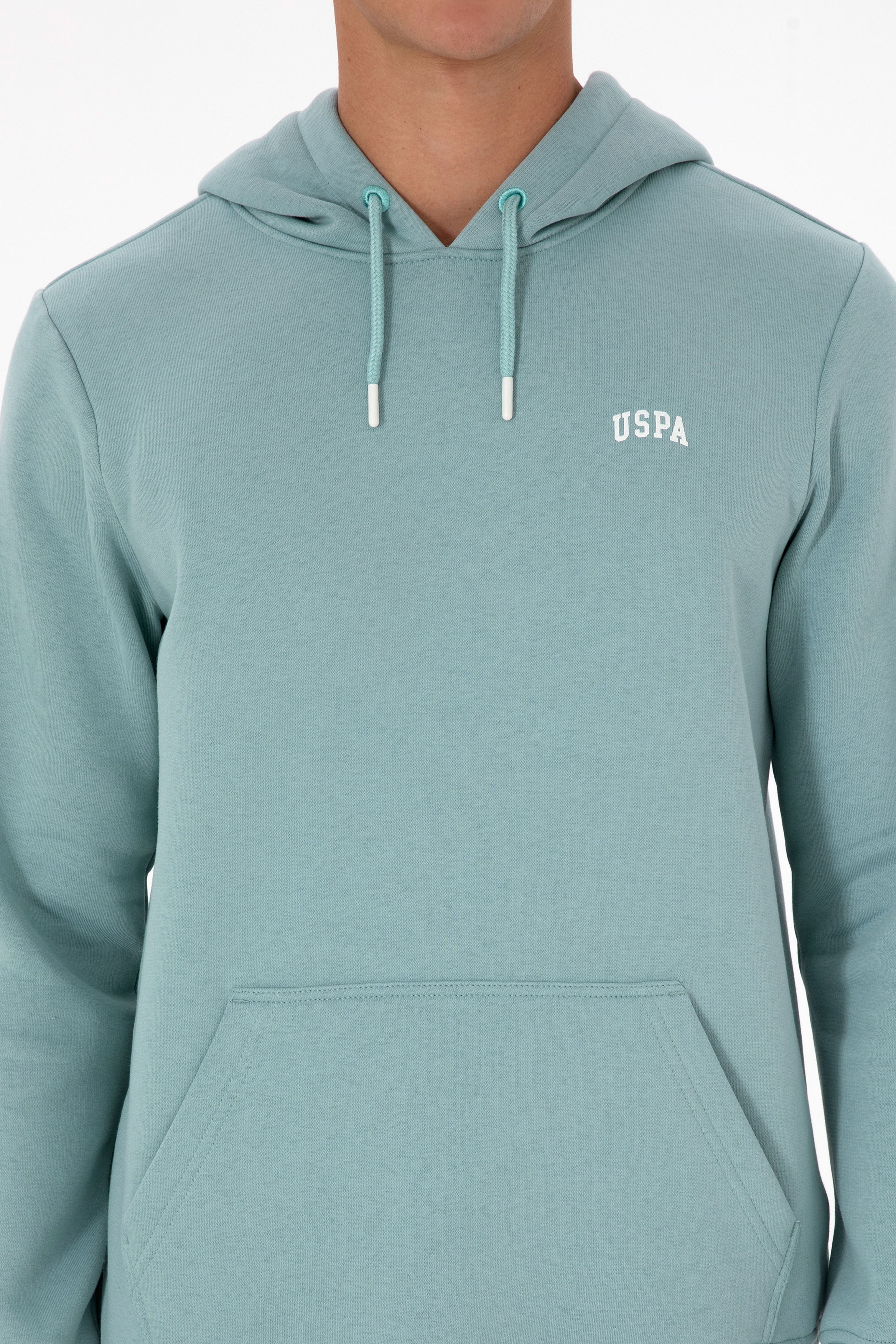 Erkek Regular Fit Kapüşonlu Şardonlu Mint Basic Sweatshirt - Image 6