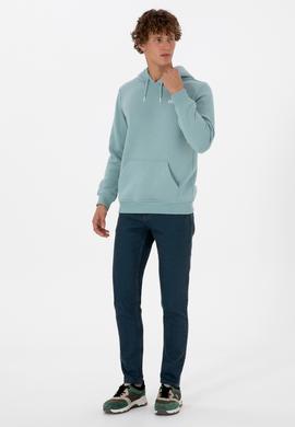 Erkek Regular Fit Kapüşonlu Şardonlu Mint Basic Sweatshirt - 50315582173