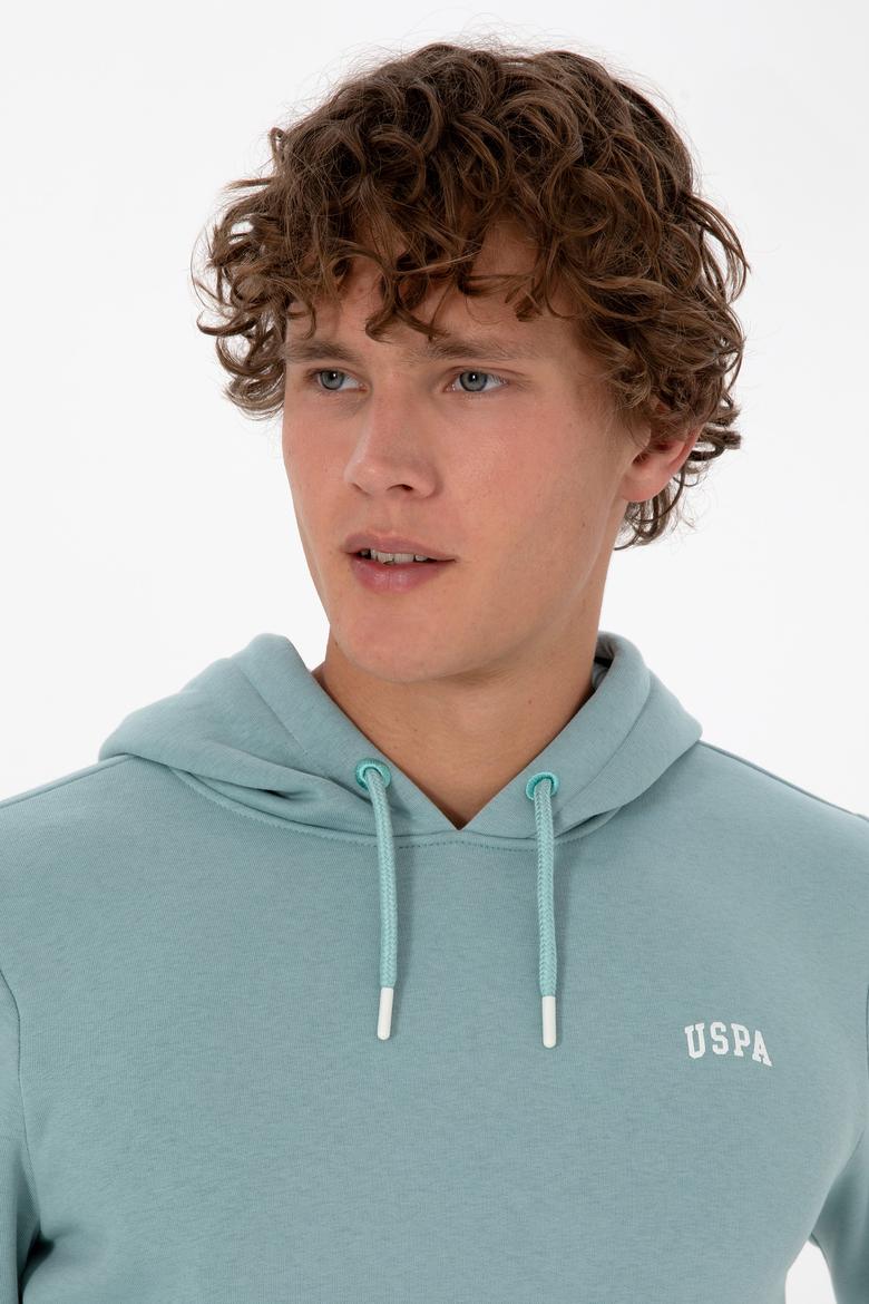 Erkek Regular Fit Kapüşonlu Şardonlu Mint Basic Sweatshirt - 50315582173